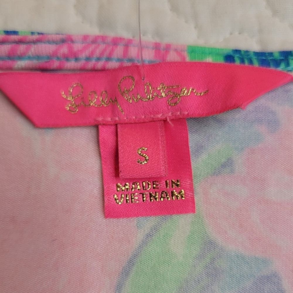 Lilly Pulitzer Wrap Dress Womens S Pink Blue Floral Long Sleeve Faux Wrap Jersey - Picture 3 of 16